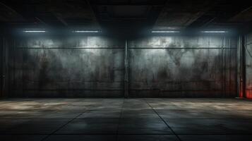 AI generated Empty Industrial Hall with Dramatic Lighting photo