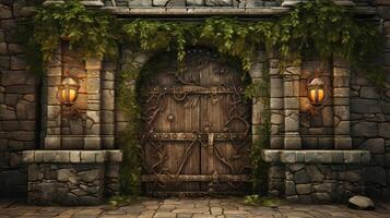 AI generated Enchanted Forest Stone Doorway photo