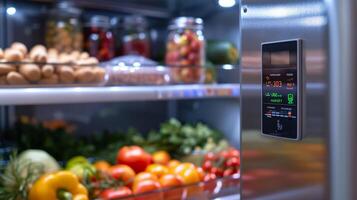 AI generated Refrigerator Stocked with Fresh Produce photo