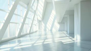 AI generated Futuristic Architecture Interior with Sunlight and Shadows photo