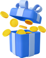 3D open gift box surprise png