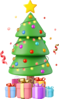 3d Christmas sparkling bright tree png