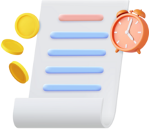 3D bill with clock alarm png