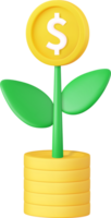 3d money tree plant with coin png