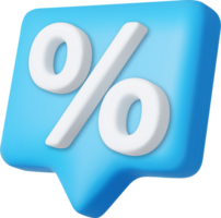 3d símbolo percentagem ícone mensagem bolha png