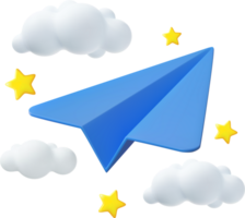 3d paper airplane with clouds png