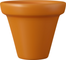 3d realistic brown ceramic flower pot png