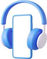 3d Portable headphones with phone png