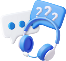 3D Call center. Headphones with speech bubble message. png