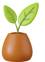 3d fleur, plante avec feuilles dans pot. png