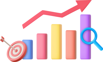 3d valores gráfico y flecha golpear el centrar de el objetivo. png