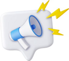 3d megaphone, loudspeaker with speech bubble png