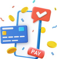 3d pay with mobile phone, png