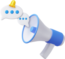 3D Cartoon Megaphone with Bell notification. png