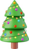 3d Christmas sparkling bright tree png