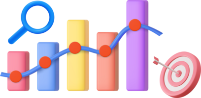 3d valores gráfico y flecha golpear el centrar de el objetivo. png