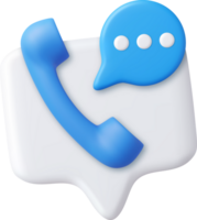 3d Phone handset with speech bubble. png