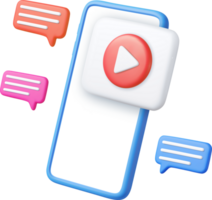 3d Mobile icon playing video, png