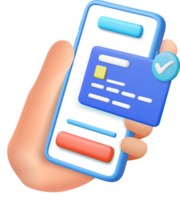 3d main en portant mobile téléphone avec crédit carte png
