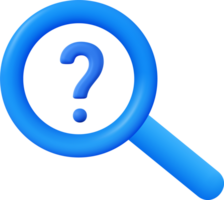 Blue question mark and search magnifying glass png