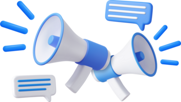 3d Megaphone with messages icon. png