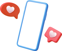 3D Like Icon with Heart and Smartphone png