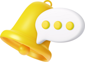 3D Bell notification with speech bubble. png