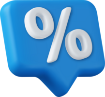 3d símbolo percentagem ícone mensagem bolha png