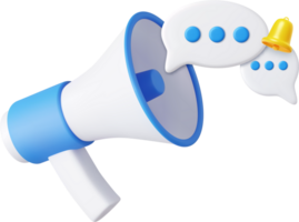 3D Cartoon Megaphone with Bell notification. png