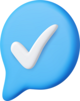 3d Blue yes check mark icon symbol png