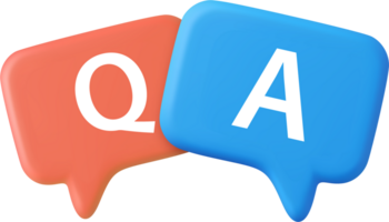 3d Speech bubble with q and a letters, png