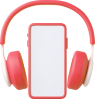 3d Portable headphones with phone png