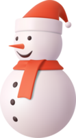 3d cute snowman with Xmas hat. png