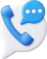 3d Phone handset with speech bubble. png