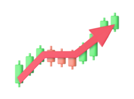 3d tillväxt stock diagram finansiell Graf. ljusstake med pil upp handel stock eller forex png