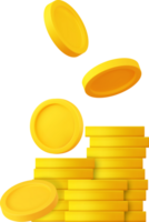 3d apilar de oro monedas icono png