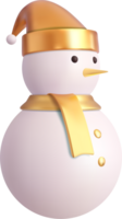 3d linda monigote de nieve con Navidad sombrero. png