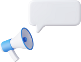 3d megaphone, loudspeaker with speech bubble png