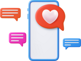 3D Like Icon with Heart and Smartphone png