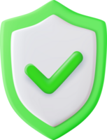 3d Shield protected icon with check png