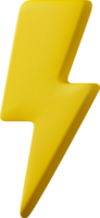 3d Yellow thunder and bolt lighting flash png