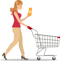 shopping woman with a cart png