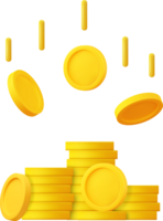 3d apilar de oro monedas icono png