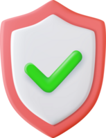 3d Shield protected icon with check png