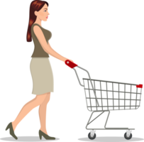 shopping woman with a cart png