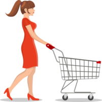 shopping uomo con un' carrello png