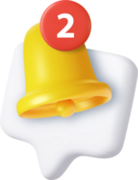 3D notification bell alert icon png