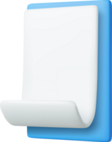 3D White Paper Scroll in Blue Clipboard . png