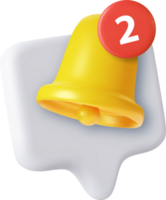 3D notification bell alert icon png