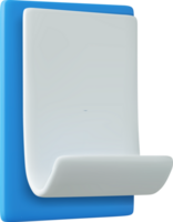 3d branco papel rolagem dentro azul prancheta . png